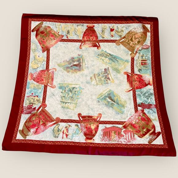 Vintage Scarf Made in Italy Square Chiffon Kerchief Bandana Wrap Rome Colsseum - Picture 1 of 8